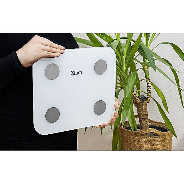 Cantar electronic de persoane, ZILAN maxim 180kg, sticla, alb / ZLN 9006 [3]