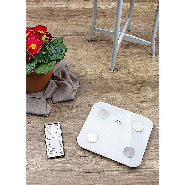 Cantar electronic de persoane, ZILAN maxim 180kg, sticla, alb / ZLN 9006 [4]