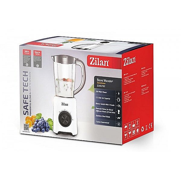 Blender Zilan ZLN-3703, 500W, 1.5L, functie puls- Vas de plastic [3]