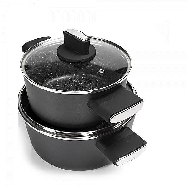 Set oale, 7 piese din aluminiu,compus din 3 oale cu manere ,1 tigaie, 3 capace sticla termorezistent / ZLN 0959 [6]