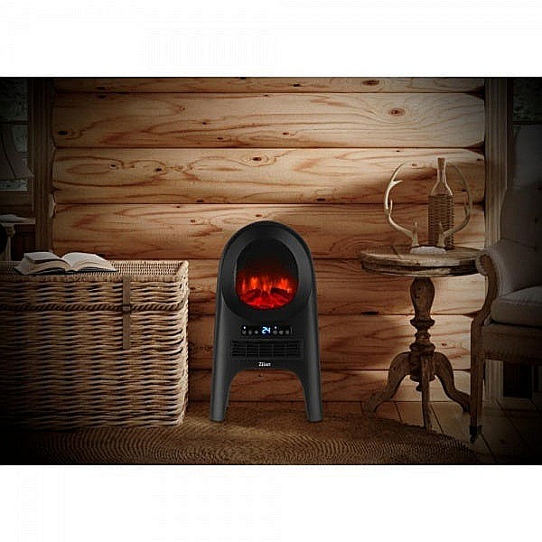 Aeroterma ceramica tip semineu Zilan ZLN5664 Neagra, cu animatie, telecomanda, putere 2000W [2]