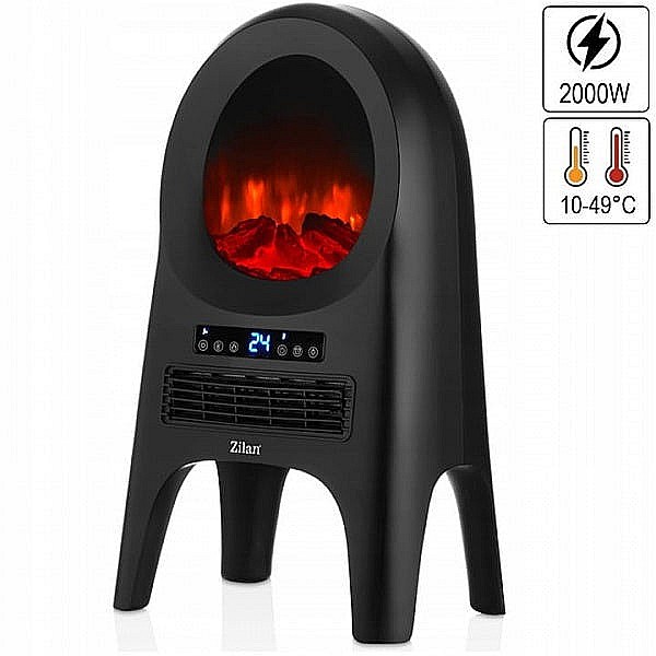 Aeroterma ceramica tip semineu Zilan ZLN5664 Neagra, cu animatie, telecomanda, putere 2000W [3]