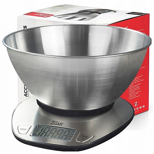 Cantar alimentar digital Zilan ZLN2960 Gri, ecran LED, indicator de baterie scazuta, inox [5]