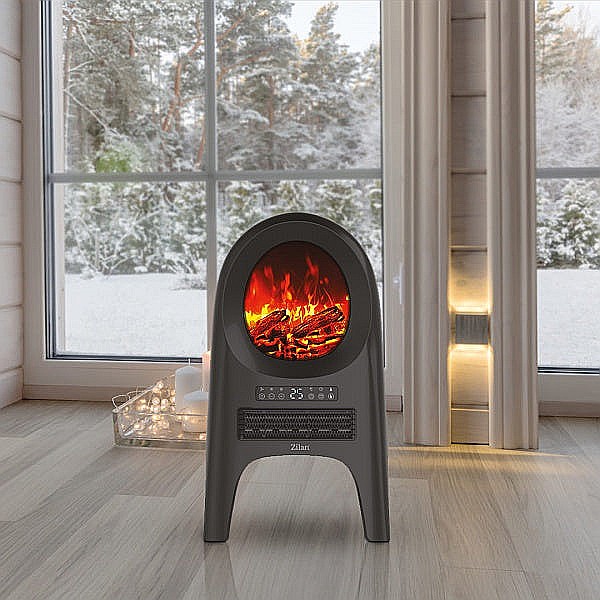 Aeroterma ceramica tip semineu Zilan ZLN5664 Neagra, cu animatie, telecomanda, putere 2000W [4]