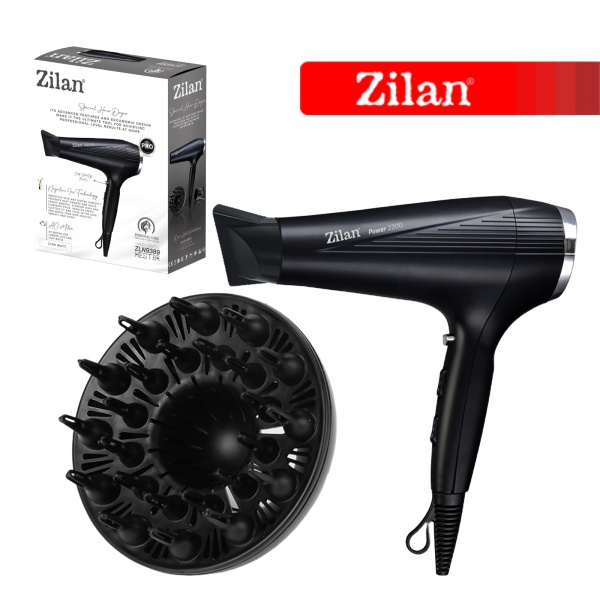 Uscator de par Zilan ZLN9389, 2200W, 2 trepte de viteza, 3 trepte de temperatura, cu aer cald si rece, Negru [2]