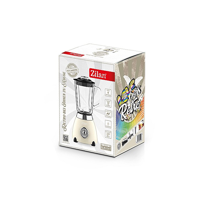 Blender RETRO, capacitate 1.5 L, putere 500W, lame din otel, crem ZILAN / ZLN 1207 [2]