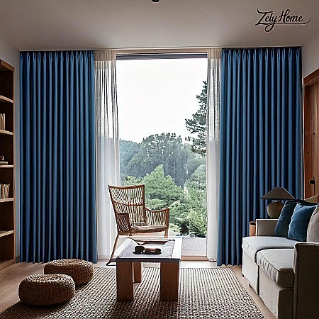 Perdele Draperii - Draperii Catifea Simplu Albastru