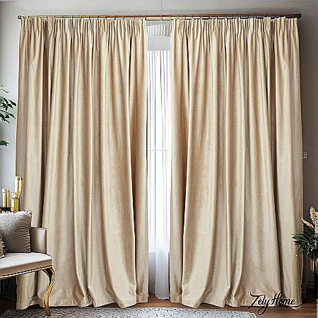 Perdele Draperii - Draperii Catifea Simplu Crem