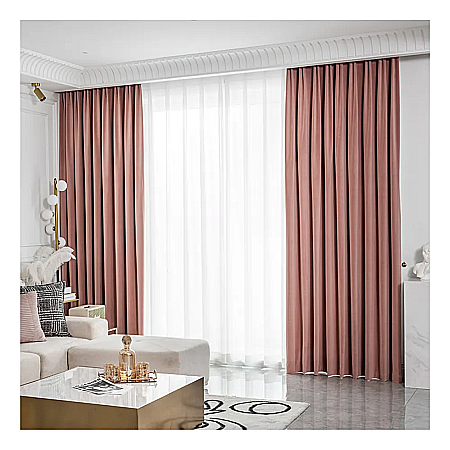 Perdele Draperii - Draperii Catifea Simplu Roz Somon