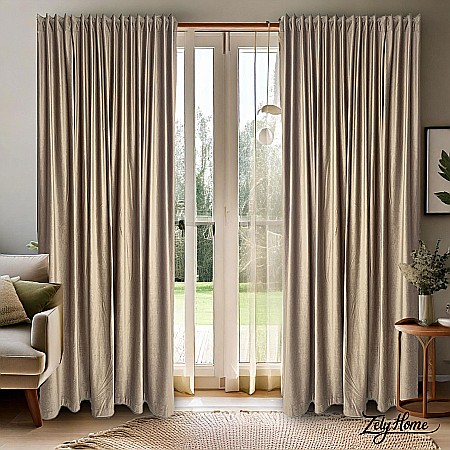 Perdele Draperii - Draperii Catifea Simplu Cappucino