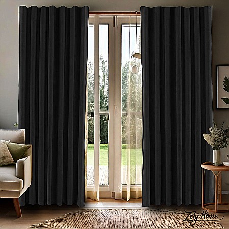Perdele Draperii - Draperii Catifea Simplu Negru