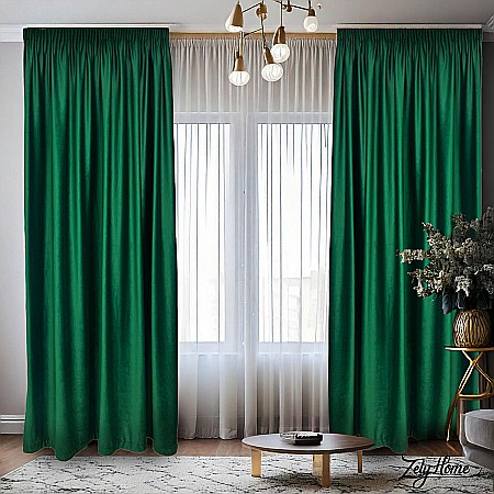 Perdele Draperii - Draperii Catifea Simplu Verde Smarald