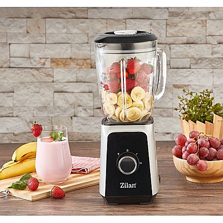 Aparate Electrocasnice - Blender ZILAN ZLN-3925, 1.5 l, 2 viteze + Functie impuls, Zdrobire gheata, Vas de sticla, Inox