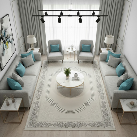 Covor modern - Covor clasic Asia crem gri model elegant pentru living