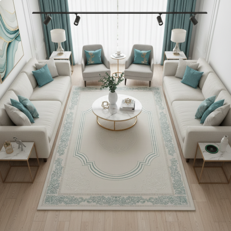 Covoare - Covor clasic Asia crem turcoaz cu model elegant pentru living