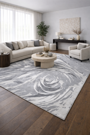 Covoare - Covor modern Gloria Silver Flow gri cu model abstract pentru living
