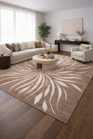 Covor modern - Covor modern Gloria Soft Bloom bej cu model floral abstract pentru living