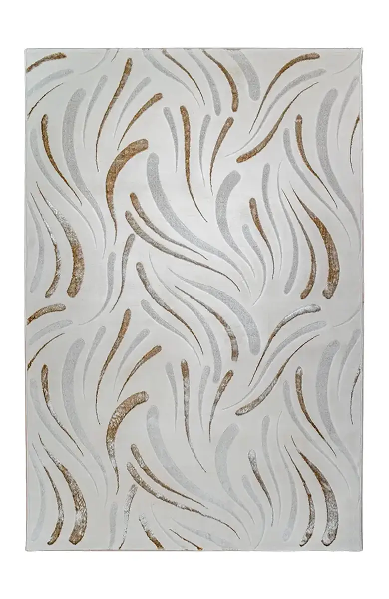 Covor - Covor modern Kingston Golden Wave crem cu model abstract auriu în living modern