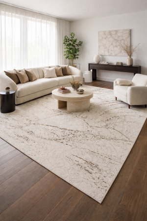 Covor modern - Covor modern Kingston Ivory Strata crem cu design abstract pentru living