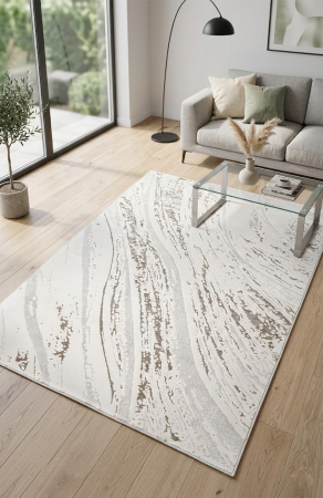 Covor modern - Covor modern Kingston Pearl Drift crem cu model abstract pentru living