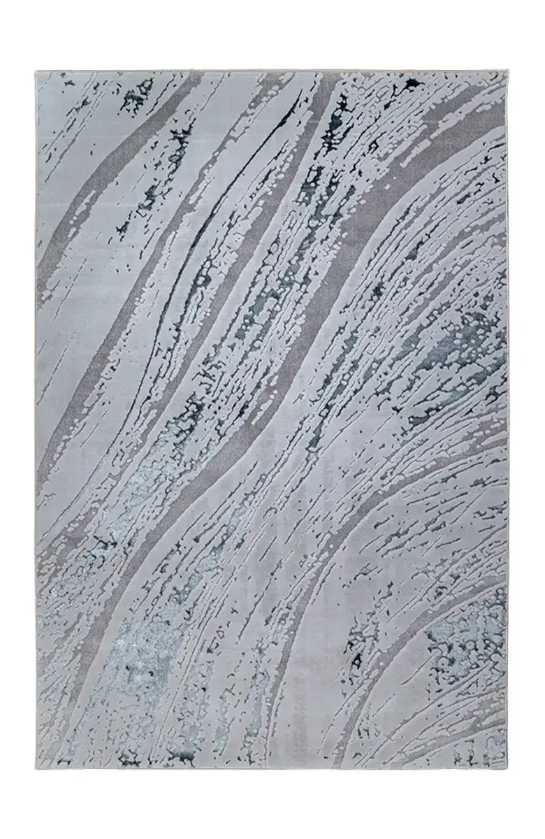 Covoare Moderne - Covor modern Kingston Silver Flow gri cu design abstract argintiu pentru living