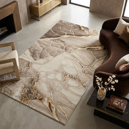 Covor modern - Covor modern Marmara Vulcan bej auriu living design luxury dramatic