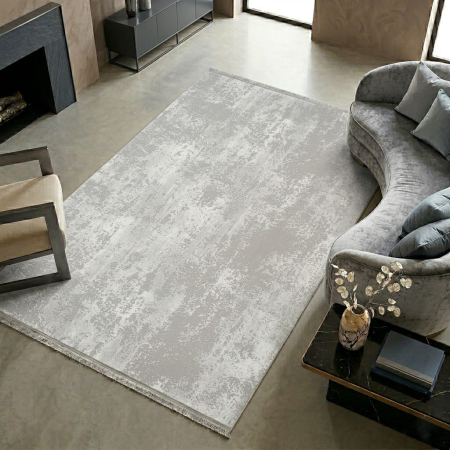 Covor modern - Covor modern Anemon gri F032B efect vintage franjuri living minimalist