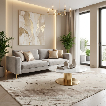 Covor modern - Covor modern Asia crem maro model marmură pentru living