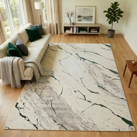 Covoare - Covor modern Asia crem verde model marmură pentru living
