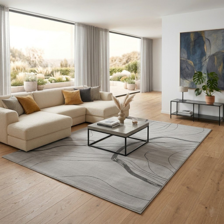 Covoare - Covor modern Gloria Graphite Lines gri abstract living minimalist