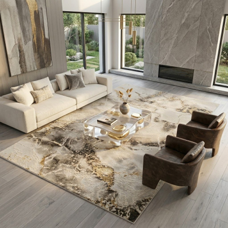 Covor modern - Covor modern Marmara bej auriu living design luxury elegant