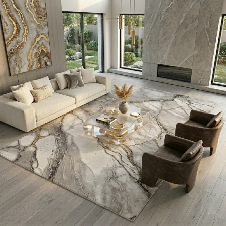 Covor modern - Covor modern Carera gri gold living design marmura luxury