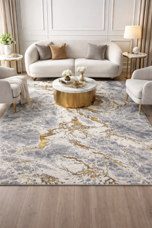 Colectia Buse - covor modern buse storm gri-auriu