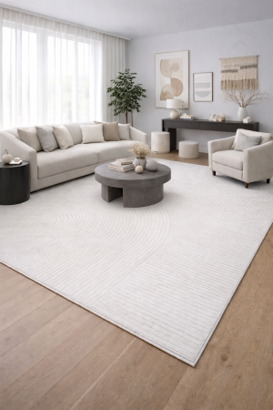 Covor modern - Covor modern Pierre Cardin Vermont Pure Frost alb cu model geometric minimalist