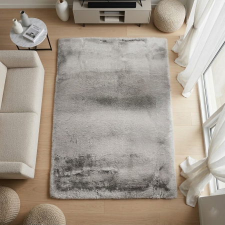 Covor modern - Covor Pufos Gri Softline 60x150 cm – Covor Fluffy Modern pentru Living și Dormitor