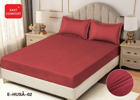 Huse de pat cu elastic - Husa de pat cu elastic si 2 fete de perna ,tip damasc ,E-02