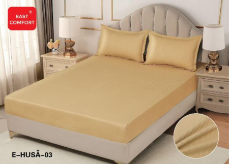 Huse de pat cu elastic - Husa de pat cu elastic si 2 fete de perna ,tip damasc ,E-03