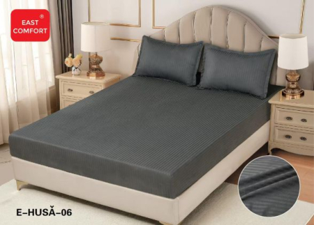 Huse de pat cu elastic - Husa de pat cu elastic si 2 fete de perna ,tip damasc ,E-06