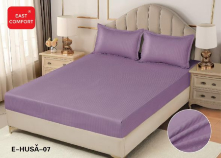 Huse de pat cu elastic - Husa de pat cu elastic si 2 fete de perna ,tip damasc ,E-07