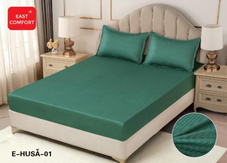 Huse de pat cu elastic - Husa de pat cu elastic si 2 fete de perna ,tip damasc ,E-01