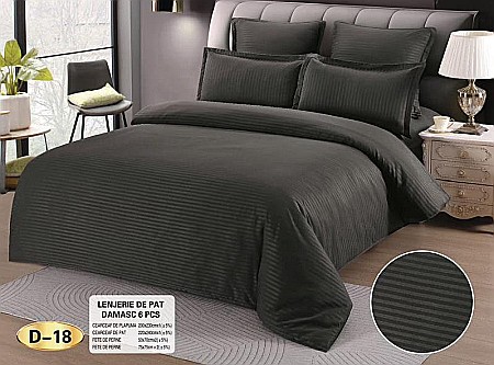 Lenjerii De Pat - Lenjerie de pat din damasc, gri închis