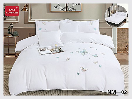 Lenjerii De Pat - Lenjerie de pat  brodata, cu elastic, bumbac satinat, nm 02