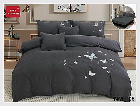 Lenjerii De Pat - Lenjerie de pat cu broderie, cearșaf cu elastic, nm 06