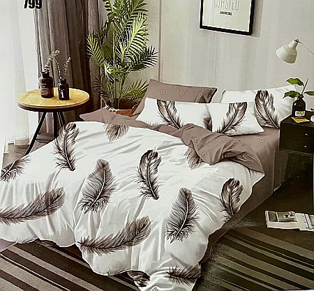 Lenjerii De Pat - Lenjerie de pat din finet, 6 piese, pene bej