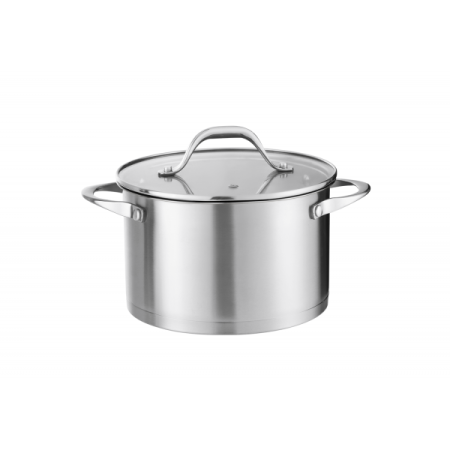 Aparate Electrocasnice - Oala din inox Zilan ZLN1368, 5.5L, Diametru 24 cm, manere nituite, Compatibil gaz, inductie & electric, Compatibil masina de spalat vase