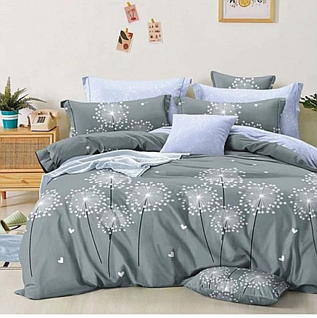 Lenjerii De Pat - Lenjerie de pat din finet, 6 piese, model păpădie, gri