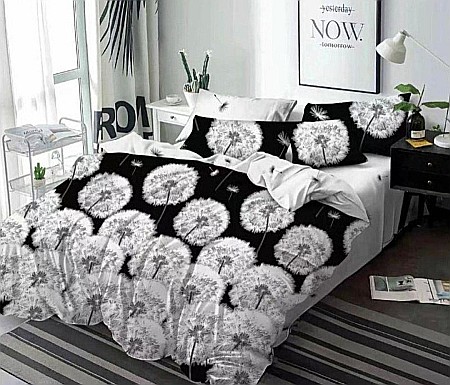 Lenjerii De Pat - Lenjerie de pat din finet, 6 piese, negru