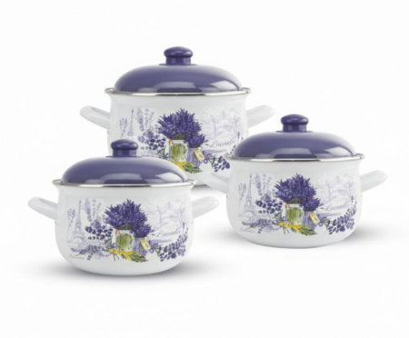 Seturi de oale - Set vase emailate 6 piese Lavanda compatibile cu inducție