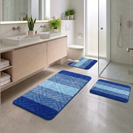Noutati - set covorașe baie albastru 3 piese pentru baie