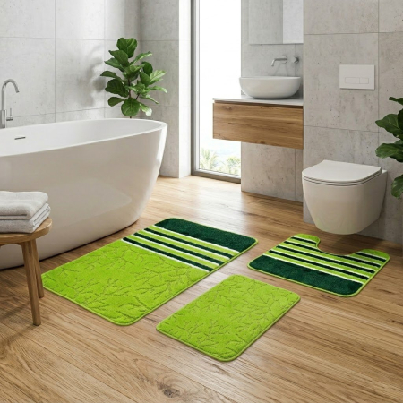 Covoare - set covorașe baie 3 piese verde antiderapante pentru baie